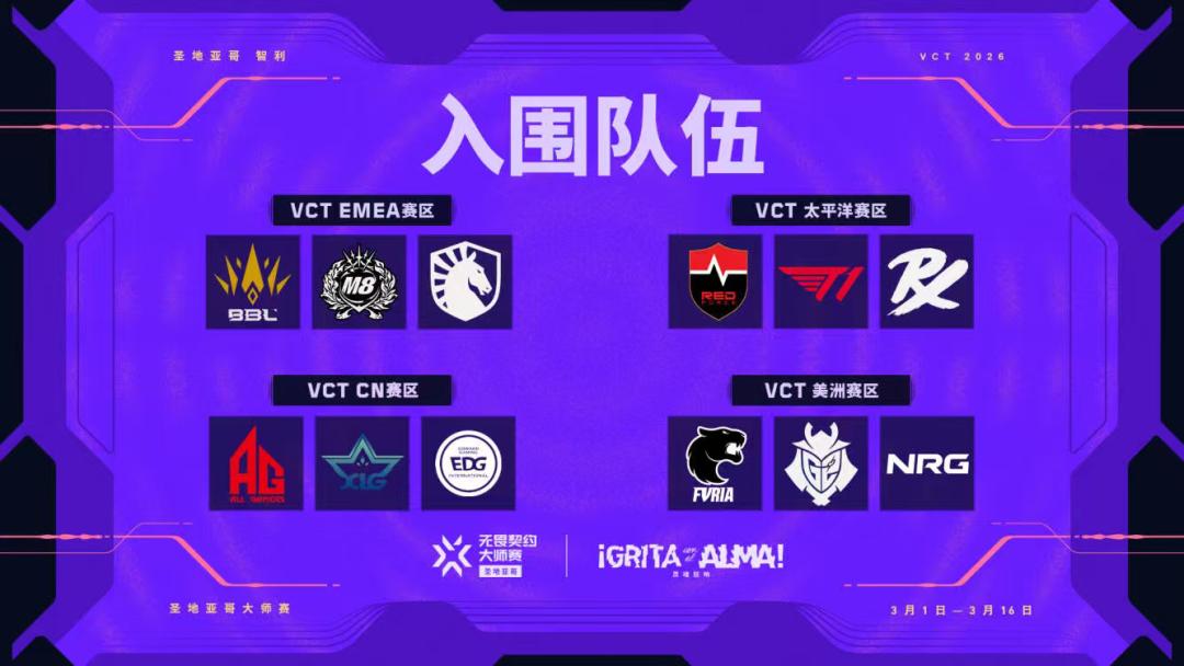 三支VCT CN队伍出征圣地亚哥大师赛，AG、XLG、ED